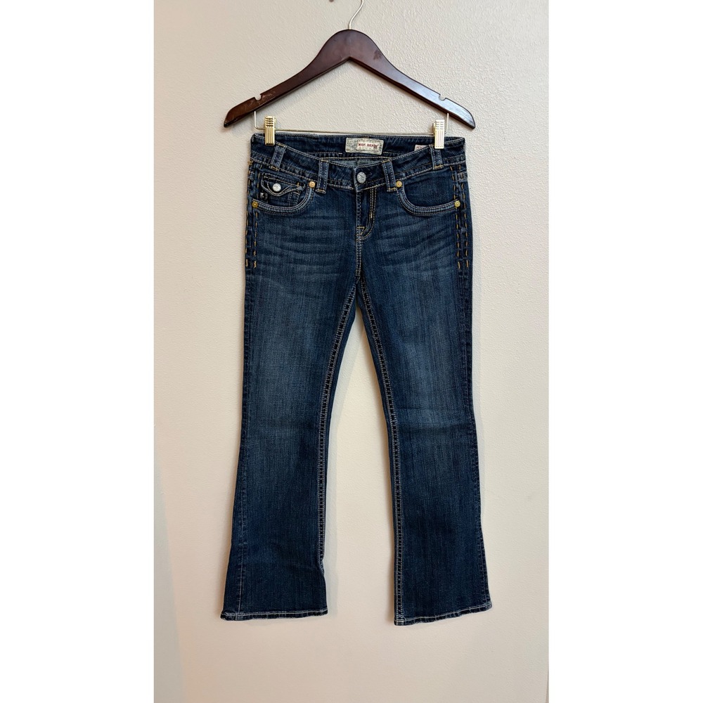 MEK Denim New York Jeans 28 Dark Wash Low Rise Bootcut Y2K Contrast Stitch